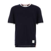 Stretch Wool T-shirt in Navy Blue Thom Browne , Blue , Heren