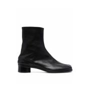 Zwarte Leren Split Teen Enkellaarzen Maison Margiela , Black , Heren