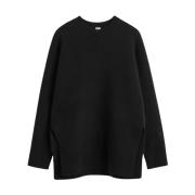 Minimalistische Double-Knit Pullover TotêMe , Black , Dames