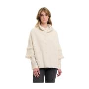 Cape Vest met Franje Detail Rino&Pelle , Beige , Dames