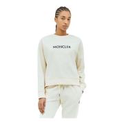 Katoenen Jersey Logo Borduurwerk Sweatshirt Moncler , Beige , Dames