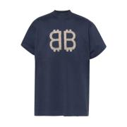 Heren T-shirt Mode Balenciaga , Blue , Heren