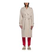 Lang Ivory Katoenen Trenchcoat BomBoogie , Beige , Dames