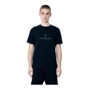 Katoenen Jersey Logo Applique T-Shirt Moncler , Black , Heren