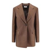 Mohair Wol Blazer met Enkele Knoop The Row , Brown , Dames