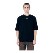 Katoenen Jersey Crewneck T-shirt met Logo Diesel , Black , Heren