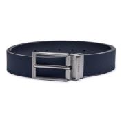 Blauwe Leren Riem Stijlvol Model Hugo Boss , Blue , Heren