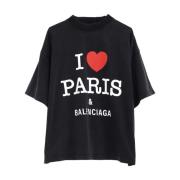 Logo Print Crew Neck T-shirts Balenciaga , Black , Heren