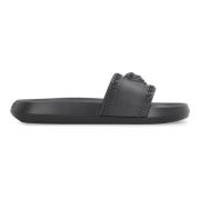 Rubberen Slides met Medusa Detail Versace , Black , Heren