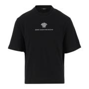 Katoenen Crew Neck T-shirt Zwart Versace , Black , Heren