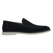 Heren zwarte loafers gemaakt van echt velours Estro , Black , Heren