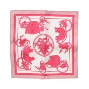 Pre-owned Silk scarves Hermès Vintage , Pink , Dames