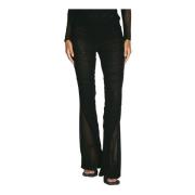 Doorschijnende Mesh Ruched Flared Broek Mugler , Black , Dames