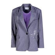 Rhinestone-versierde grijze blazer DES Phemmes , Gray , Dames