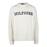 Wolmix Gebreide Trui Tommy Hilfiger , Beige , Heren