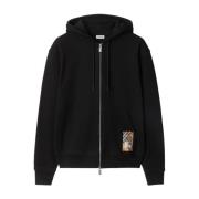 Zwarte Trui Rits Voorzakken Burberry , Black , Heren