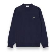 Ronde hals trui wol polyester mix Lacoste , Blue , Heren