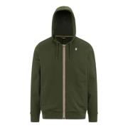 Groene hoodie met rits K-Way , Green , Heren