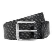 Monogram Riem met Zilveren Details Hugo Boss , Black , Heren