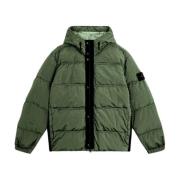 Hooded Waterafstotende Nylon Metal Jas Stone Island , Green , Heren