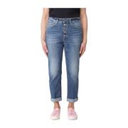 Blauwe Loose Fit Enkellange Jeans Dondup , Blue , Dames