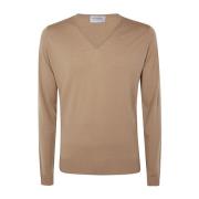 Nootmuskaat V-hals Pullover Sweater John Smedley , Beige , Heren