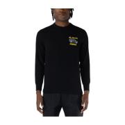 Blauwe Crewneck Sweater met Voorlogo MC2 Saint Barth , Black , Heren