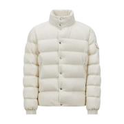 Witte Korte Donsjas met Flocked Nylon Moncler , White , Heren