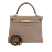 Pre-owned Leather handbags Hermès Vintage , Gray , Dames