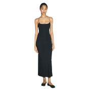 Maxi Jurk met Handtekening Stiksels MM6 Maison Margiela , Black , Dame...