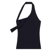 Zwarte Geribbelde Mouwloze Top Courrèges , Black , Dames