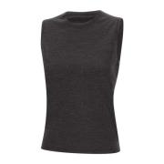 Wollen Mouwloze Top, Zwart Geribbelde Randen Theory , Gray , Dames