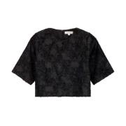 Jacquard Oversized Top Korte Mouw My Jewellery , Black , Dames