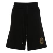 Zwarte katoenen trackshorts met V-embleem Versace Jeans Couture , Blac...