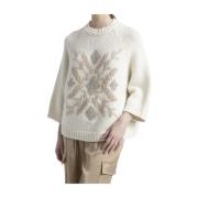 Geborduurde alpaca en wollen trui Peserico , Beige , Dames