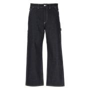 Blauwe Katoenen Jeans met Riemlussen Junya Watanabe , Blue , Heren