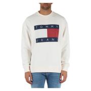 Katoenen sweatshirt met voorlogo print Tommy Jeans , White , Heren