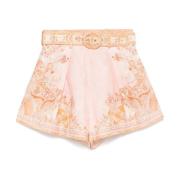 Roze linnen shorts met geplooide details Zimmermann , Pink , Dames