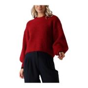 Bordeaux Crop Rib Gebreide Trui Co'Couture , Red , Dames