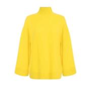 Gele Kasjmier Coltrui Sweater Oversize Logo Elisabetta Franchi , Yello...