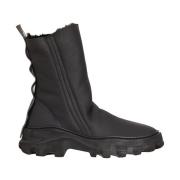 Leren enkellaars met bont Puro , Black , Dames