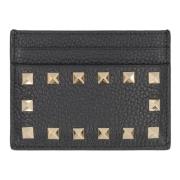 Rockstud Leren Kaarthouder Valentino , Black , Dames