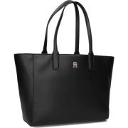 Zwarte Logo Tote Shopper Tommy Hilfiger , Black , Dames