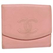 Pre-owned Leather wallets Chanel Vintage , Pink , Dames