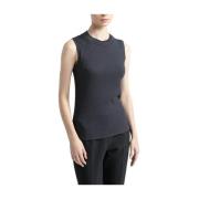 Stretch micro-rib jersey top Peserico , Gray , Dames