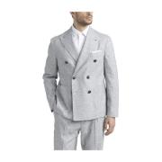 Wollen, zijden en kasjmier double-breasted blazer Peserico , Gray , He...