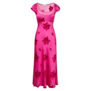 Bloemen Satijnen Maxi Jurk Loveshackfancy , Pink , Dames