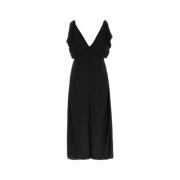 Elegante Zwarte Satijnen Jurk Jil Sander , Black , Dames