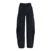 Zebra Print High Waist Barrel Jeans Rotate Birger Christensen , Black ...