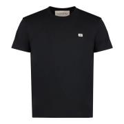 Geribbelde ronde hals katoenen T-shirt Valentino , Black , Heren